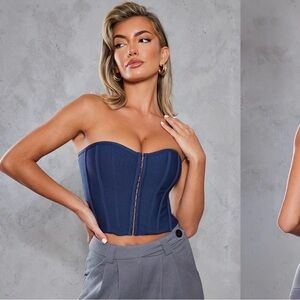 PrettyLittleThing Navy Strapless Corset top NWT